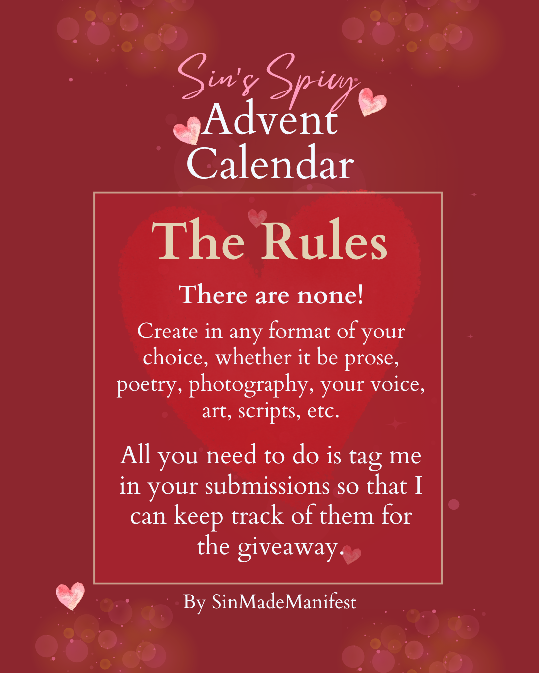 Sin's Spicy Advent Calendar — Week 1's prompts!