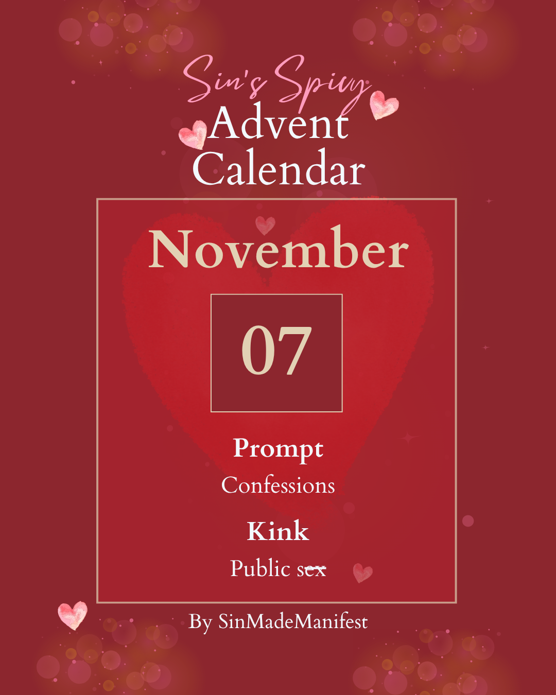 Sin's Spicy Advent Calendar — Week 1's prompts!